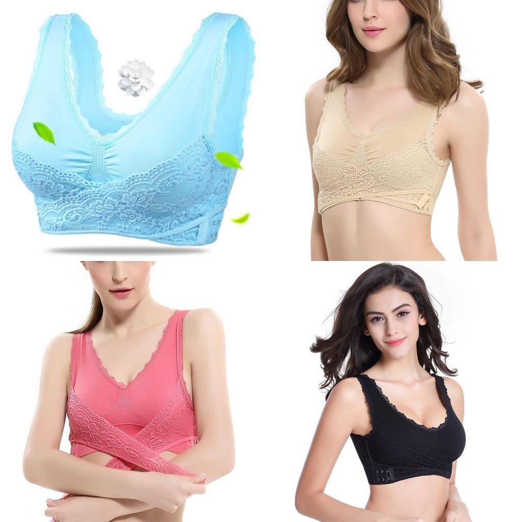 Damen Sexy Front-Kreuz Verstellbare Seiten-Schnalle Spitze Weste Kabelloser Sport-BH Für Ultimativem Komfort Und Stil