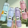1PC Gnome Group Merry Christmas Art 750ml Color Plastic Sports Water Bottle Leakproof Flip Straw Lid Suitable for Sports Office Home Use