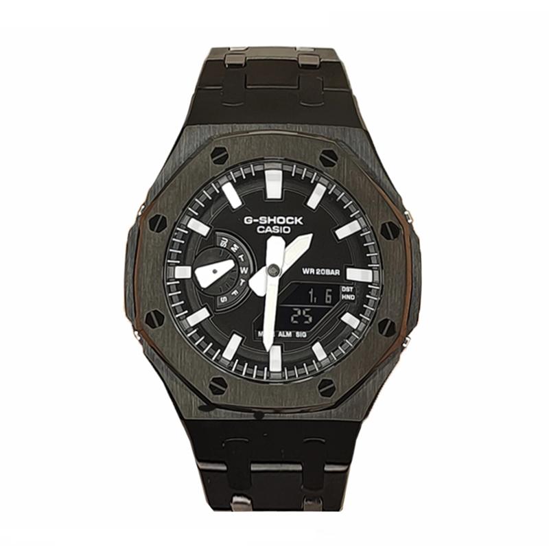 

CASIO Men Liquid Crystal,Analog Dual Display Series 44mm Black Watch GA-2100SKE-7A(Watch3--) Black Steel Speed White