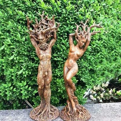 Forest Goddess Couple Statue Resin Desktop Decoration Craft Garden Handicraft Ornaments Tree God Figurine Statue Ornaments