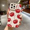 Cute Cherry Bow Silicone Phone Case For iPhone16 14 Pro 15 Plus 11 Pro Max 12 13 MiNi X XS XR Plus SE2 Shockproof Soft Cover
