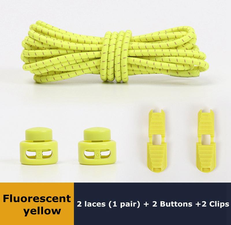 Lacets sans nœuds Lacets sans cravate Baskets Plastique Verrouillage solide Élastique Rond Lacets de chaussures pour Enfants Adultes Personnes âgées Taille unique