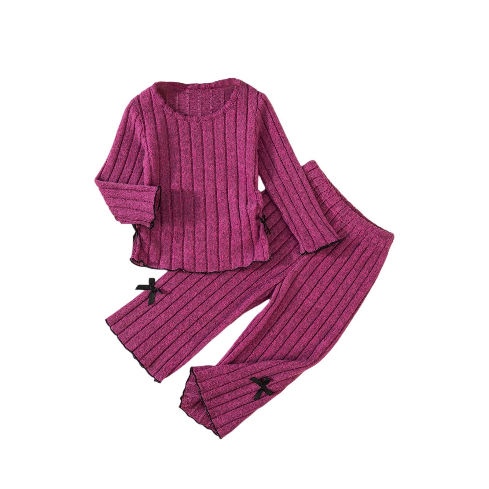 

Комплект для девочек с бантом - Однотонный летний костюм из двух предметов 90