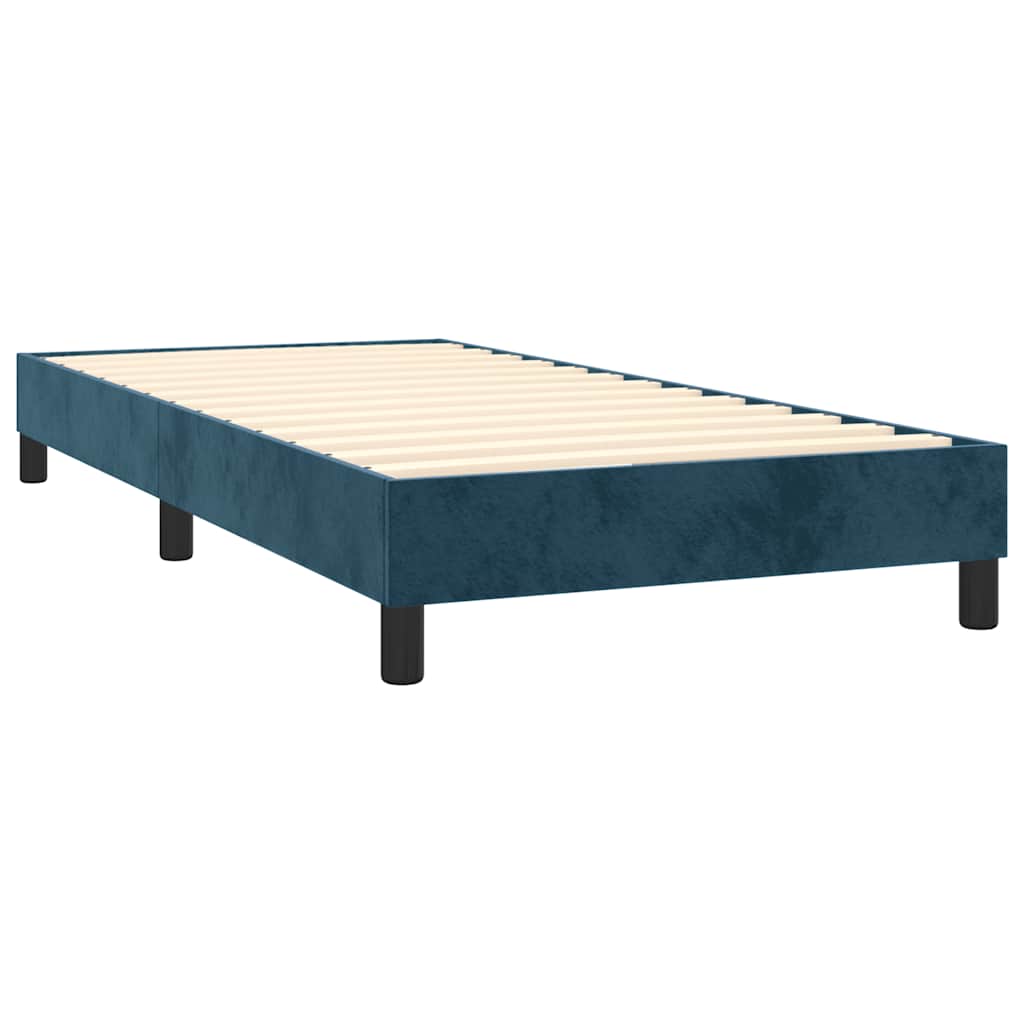 Box Spring Bed with Mattress & LED Lighting Dark Blue 100 x 200 cm Velvet
