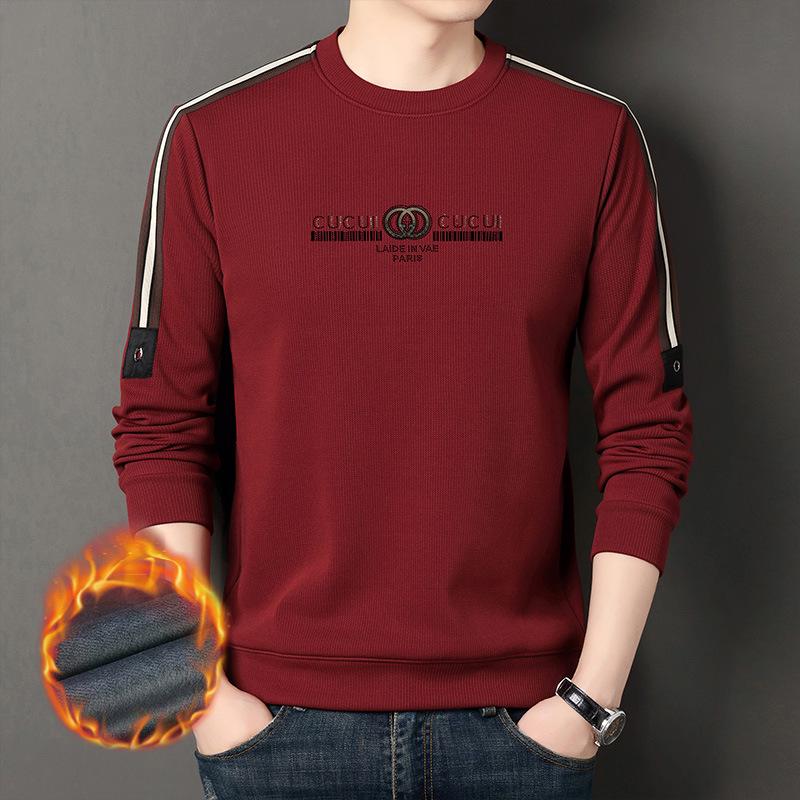 

Middle-Aged Men s Casual Printed Round Neck Long Sleeve Hoodie, Polyester, Machine Washable. XL