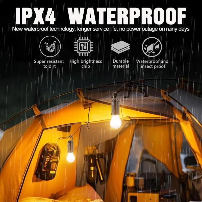 1-10PCS Solar Powered LED Lighting Hanging Lights Outdoor Tent BBQ Atmosphere Light Portable Waterproof Camping Light