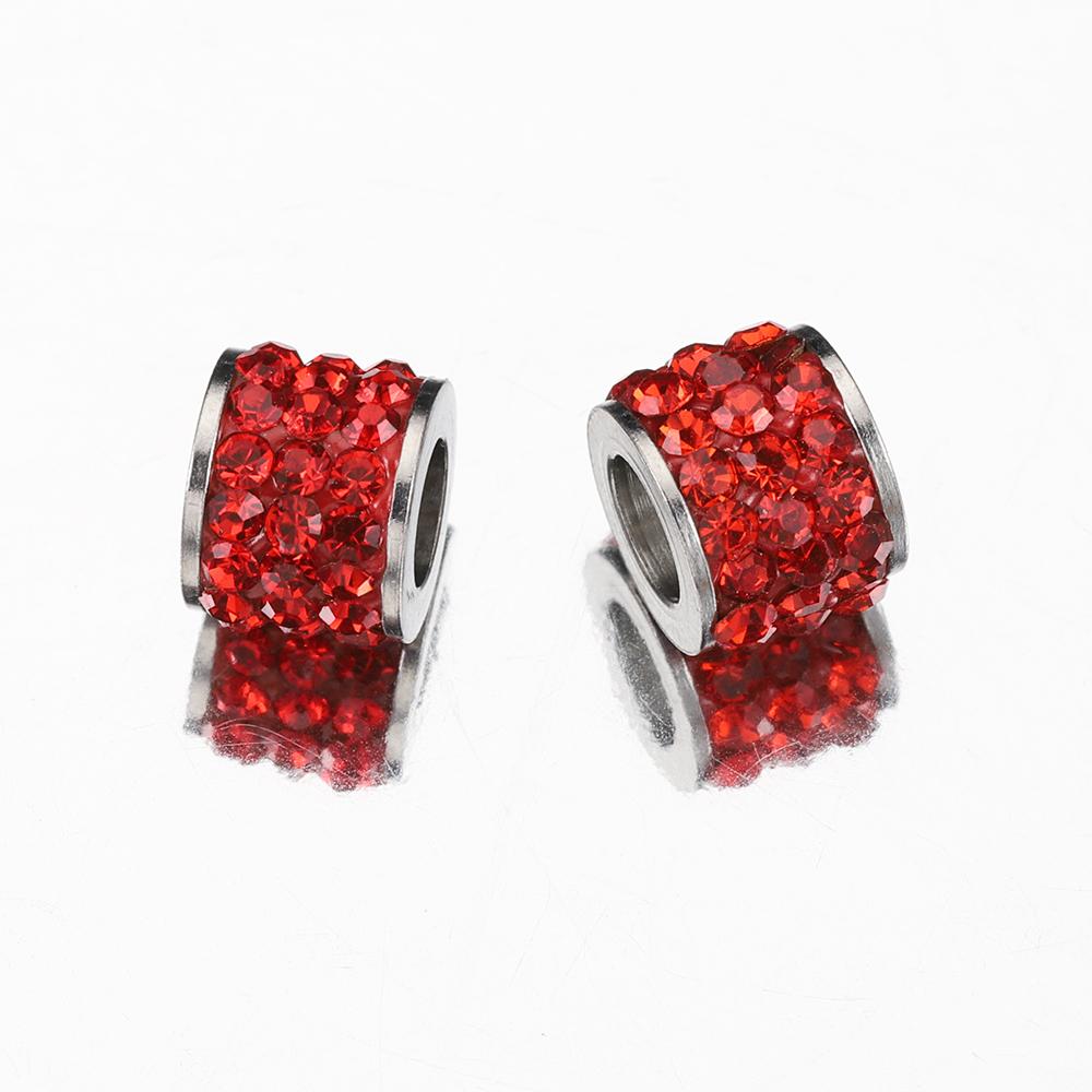 10pcs Mix Colorful Rhinestone Beads Stainless Steel Crystal Spacer Loose Beads Charms for Jewelry Making DIY Bracelet Necklace