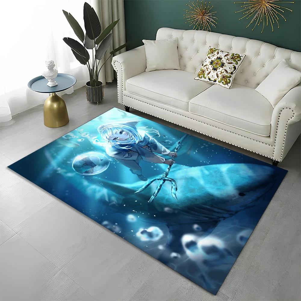3D Cute Gawr Gura Hololive Cartoon Carpet Rug for Home Living Room Bedroom Sofa Doormat Decor,kids Area Rug Non-slip Floor Mat