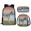 Classico Divertente Animale Panda Stampa 3D 3pz/Set Zainetti Scolastici per Bambini Zaino per Laptop Zaino Giornaliero Borsa Pranzo Astuccio
