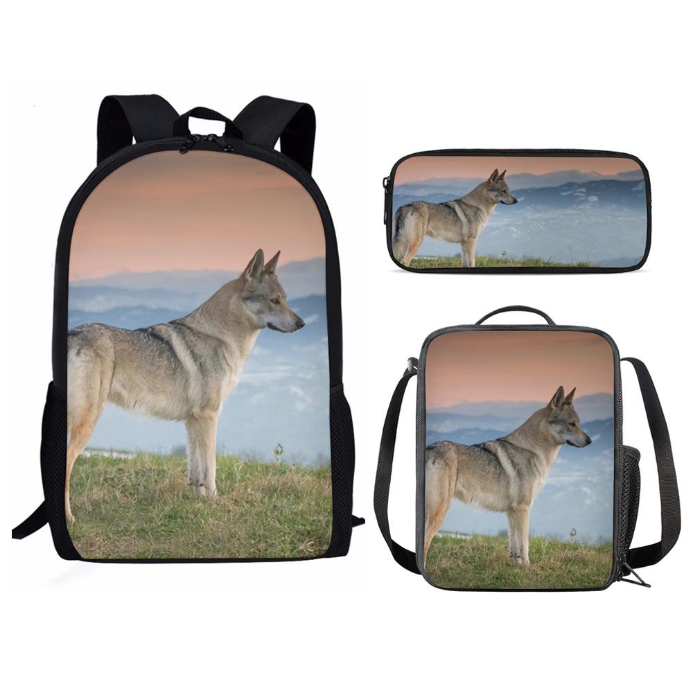 Classico Divertente Animale Panda Stampa 3D 3pz/Set Zainetti Scolastici per Bambini Zaino per Laptop Zaino Giornaliero Borsa Pranzo Astuccio