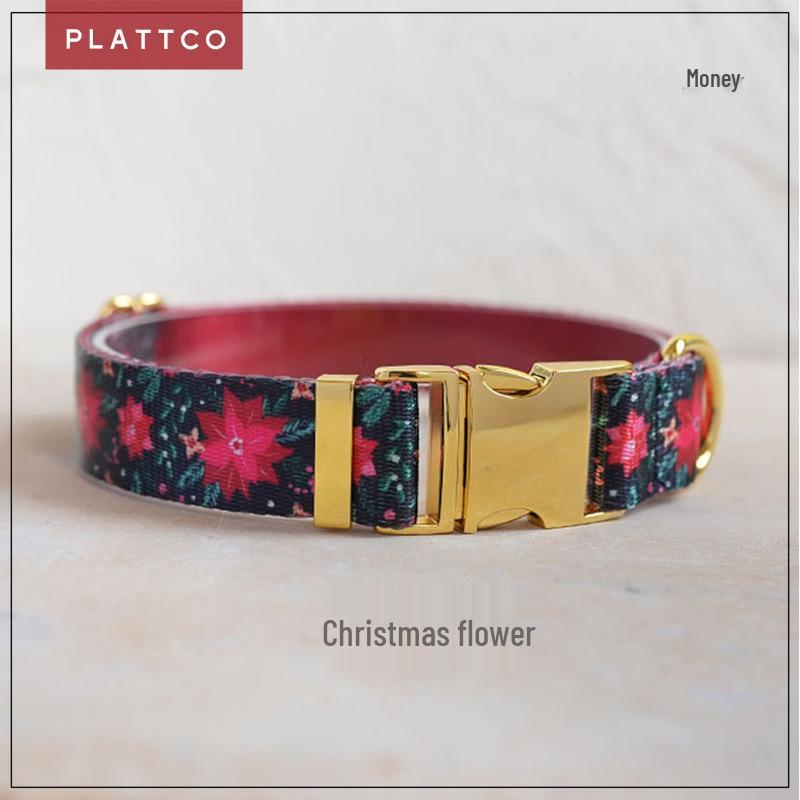 PLATTCO Christmas Flower Faux Nylon Dog Training Collar - Smooth & Comfortable PDC374 XS (1.5cm x 23-30cm)
