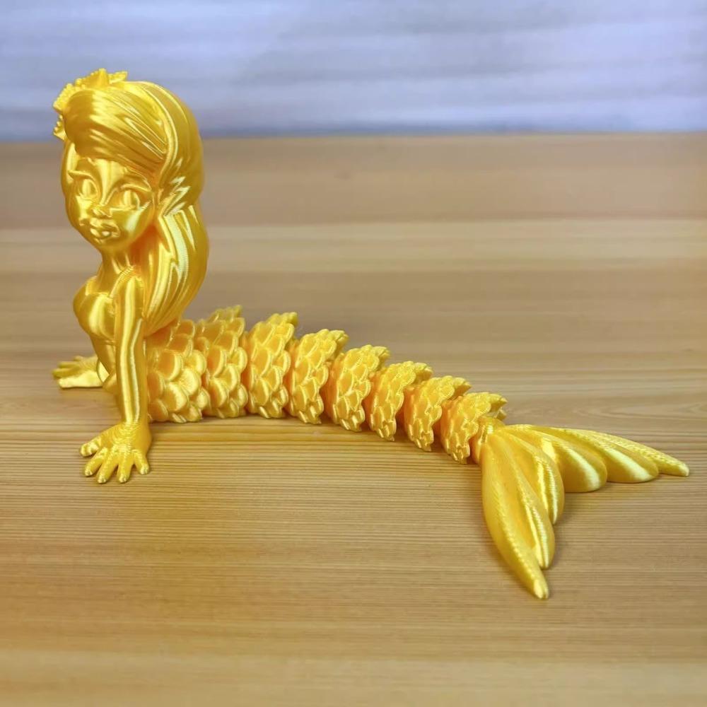 Plastic 3D Printed Mermaid Figurine Multi-jointed 6 Colors Mermaid Desktop Ornaments Movable Articulated Fidget Toy