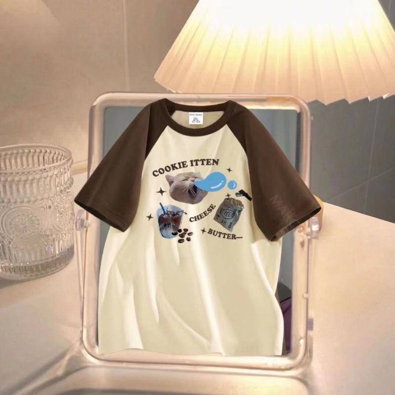 

2KWEIRD Жіночі Оверсайз Графічні Футболки Вуличного Стилю Корейський Каваї Принт Кота Футболка Y2k Миле Кошеня Смішні Футболки Хараджуку Жіночий Одяг S