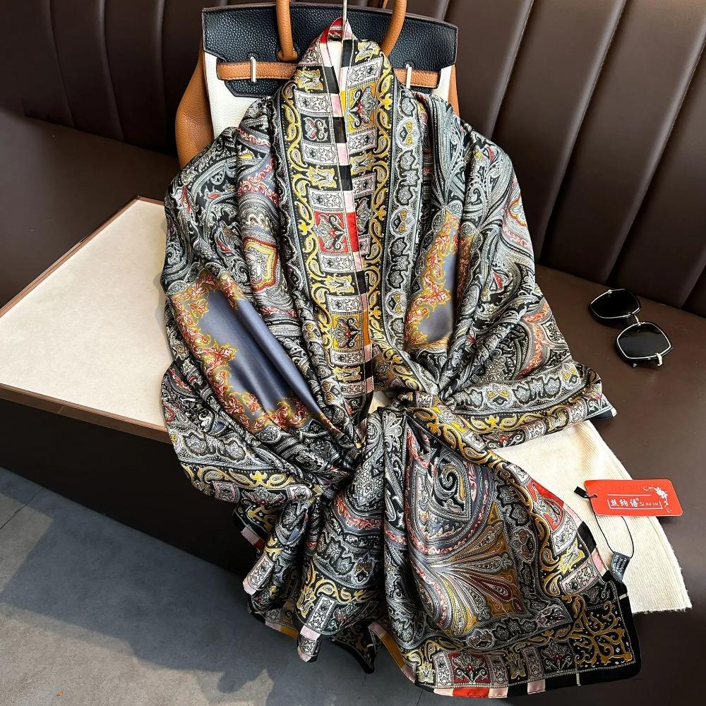 Spring Summer Scarf Women's Luxury Designer Scarf Silky Smooth Scarf Soft Muslim Headband Shawl Long Beach Towel 90x180cm