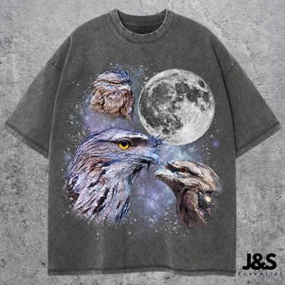 Three Tawny Frogmouth Retro Graphic Tshirts, Vintage Nocturnal Bird Moon Shirt, Funny Owl Lookalike Tee, Wildlife Lovers Gift Tshirt