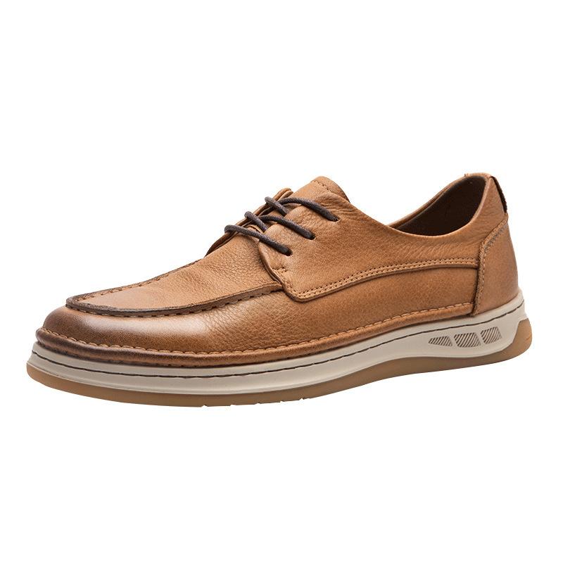Casual Sports Business Leather Shoes Men'S Leather Breathable Lazy Lace-Up High-End Heightening Men'S Shoes British Board Shoes