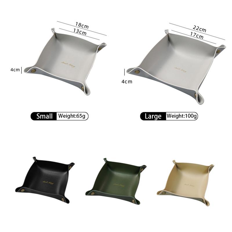 1PC PU Leather Storage Box Desktop Tray Jewelry Cosmetic Phone Key Wallet Coin Basket Folding Storage Case Table Organizer