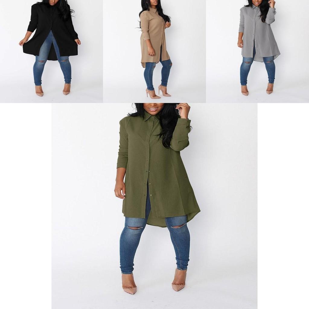 Elegant Womens Long Sleeve Shirt Casual Loose Chiffon T-shirts Tops Blouse Dress