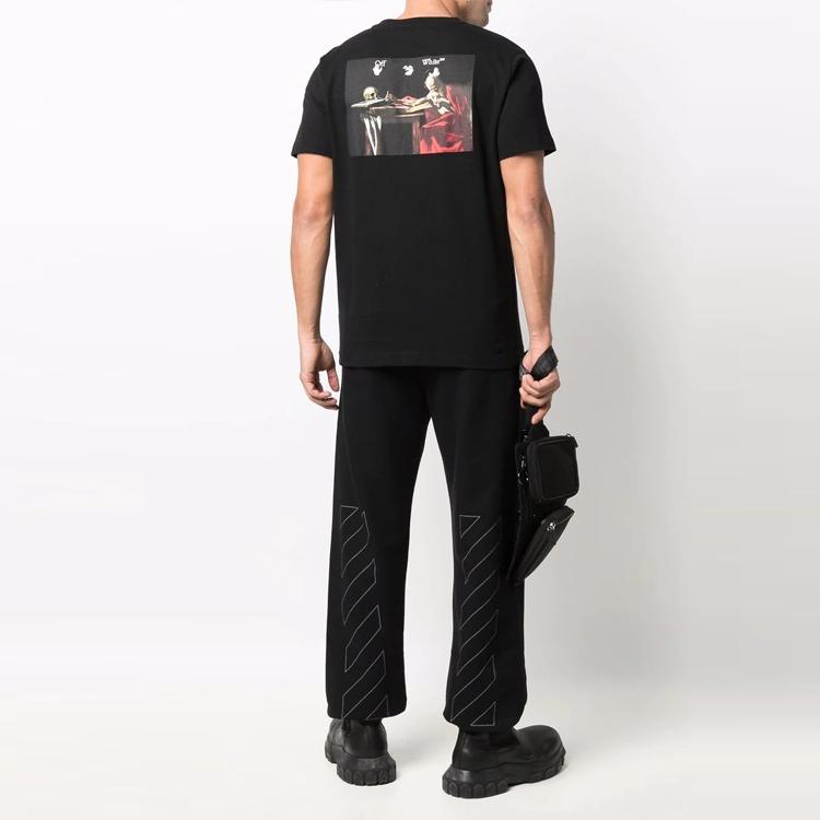 OFF WHITE Drowning Man Logo Caravaggio Saint Jerome Writing Print T Shirt OMAA027C99JER0051001