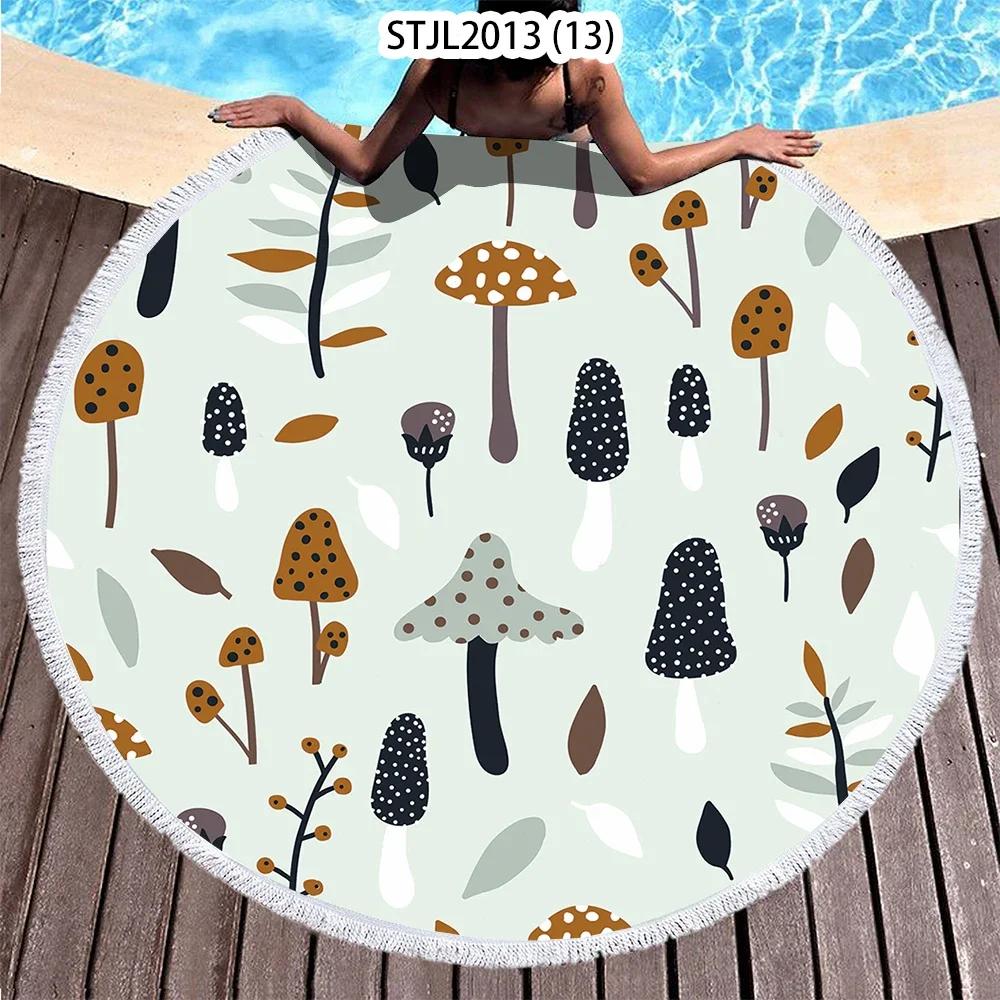 Mushroom Pattern Plant Horse Riding Printed Beach Towel Microfiber Digital Swimming Pool Beach Towel Blanket Shower Beach Towel