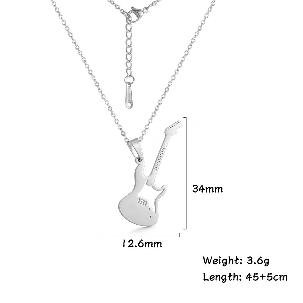 Teamer Stainless Steel Necklace for Women Music Note Instrument Guitar Pendant Charms Gold Plated Fashion Jewelry Romantic Gift