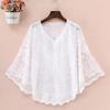 Besticktes Spitzen-Oversize-T-Shirt mit Glockenärmeln, Sonnenschutzkleidung, Bluse für Damen, Fledermausärmel-Bluse, Sommer