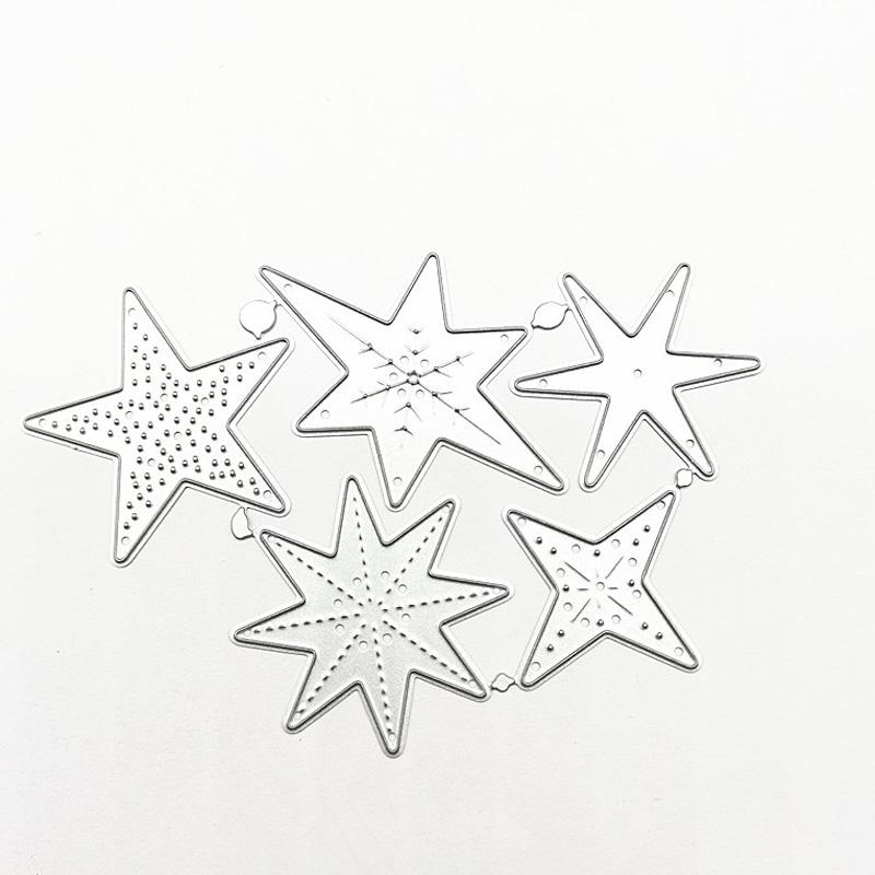 

Пять звезд с пятью точками металлические режущие штампы для скрапбукинга трафареты для тиснения изготовление карт ремесленный декор серебряный