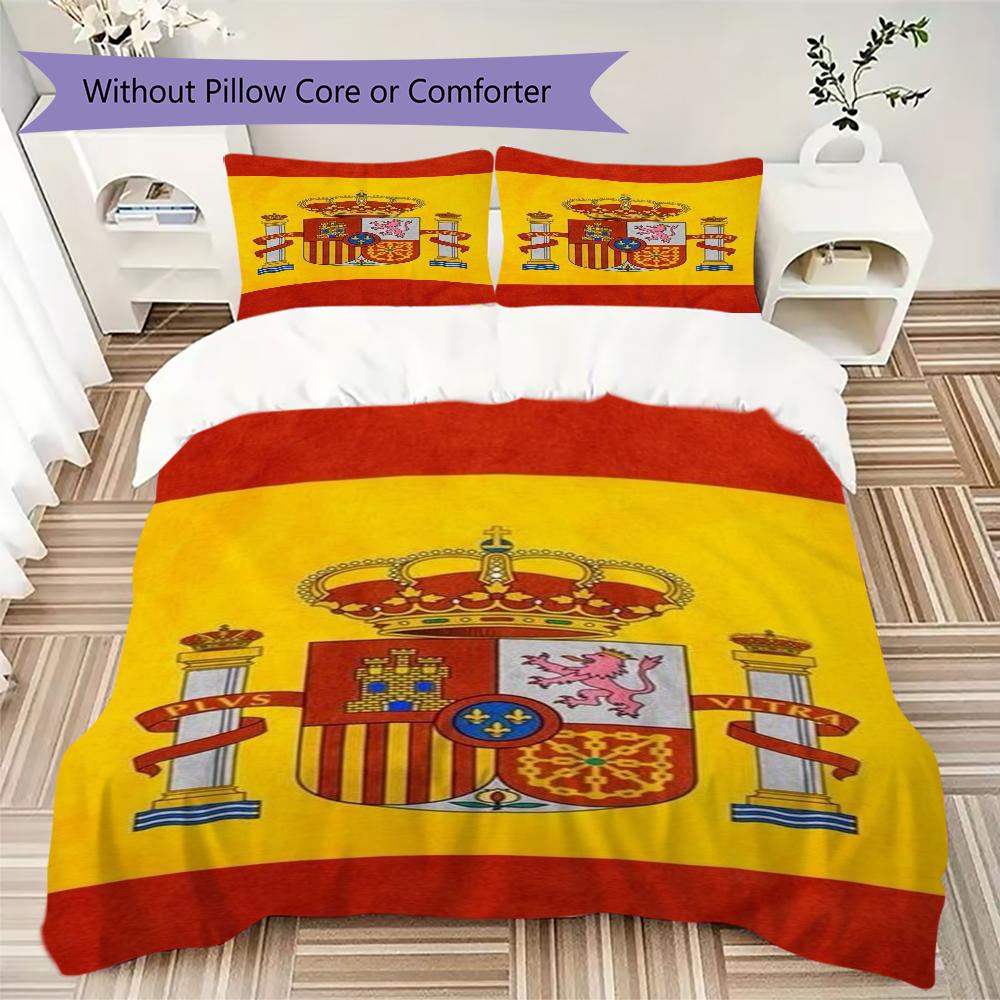 Biancheria da letto con motivo della nazionale di calcio spagnola, Set piumone Copripiumone Federa Regalo di Compleanno per la Casa(1 * copripiumino + 2 * federa, senza nucleo)_lx