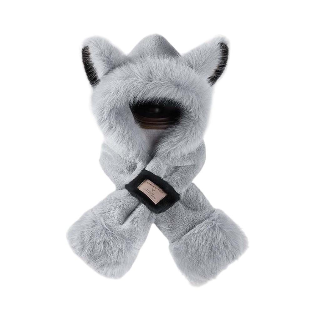 Cartoon Winter Plush Hat 2 IN 1 Ear Protection Cap Skiing Animal Ear Scarf Hat  Outdoor