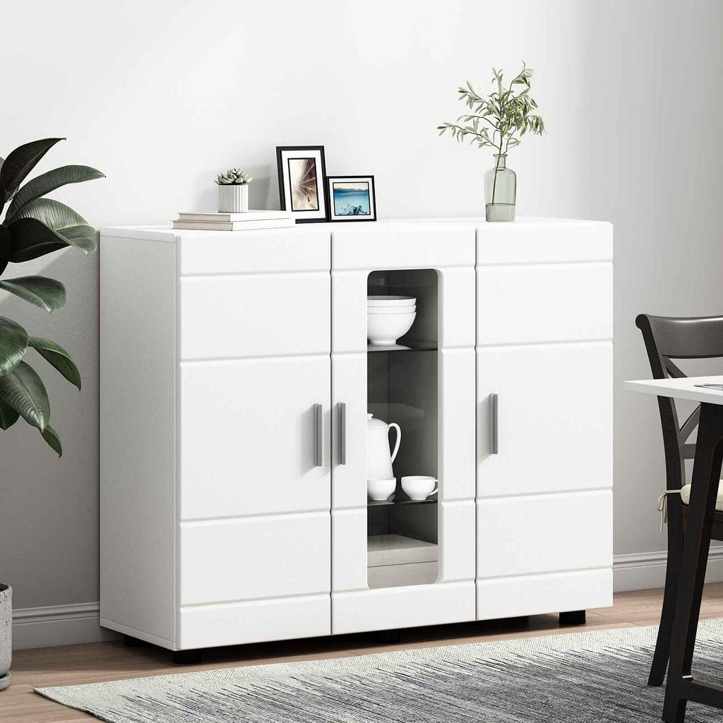 Wooden Cabinet with Storage White 88.5 X 30.5 X 73 Cm Engineered Wood
