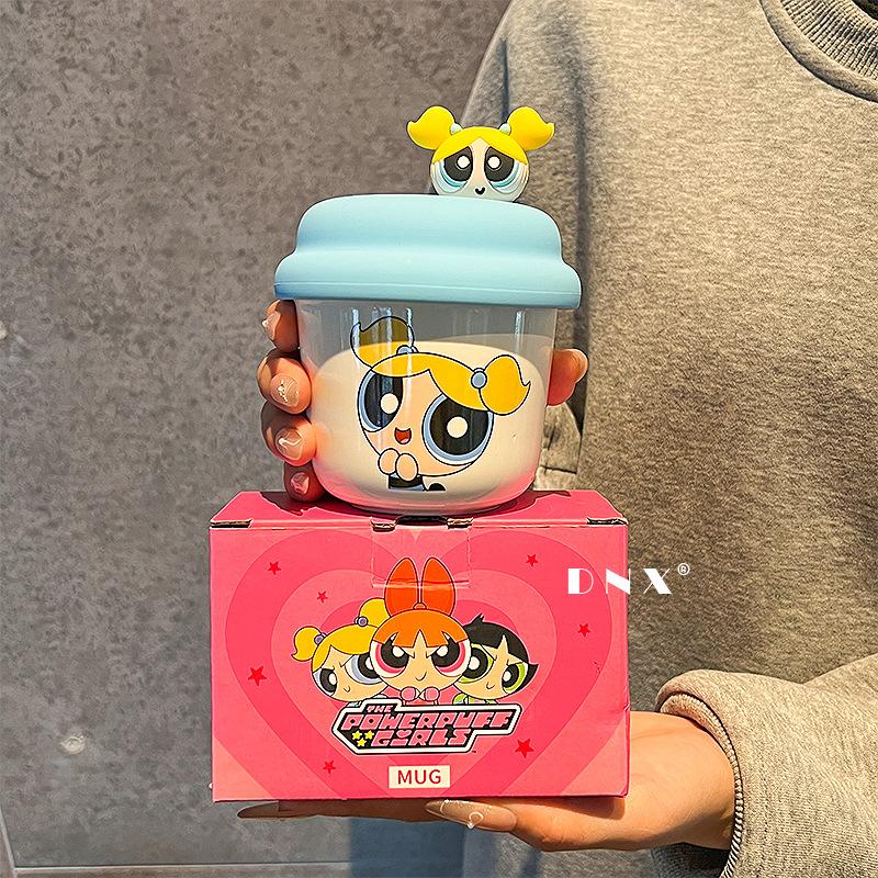 Cute flying little policewoman random cup coffee cup with lid household ceramic water cup for girl girlfriends birthday gift