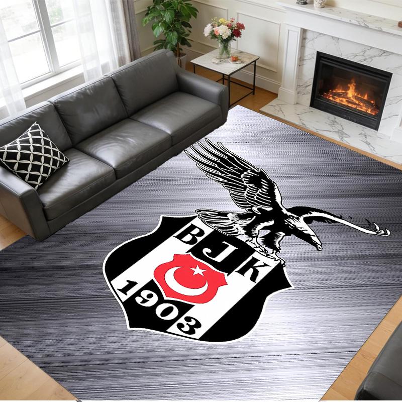 Tappeto Antiscivolo in Velluto di Cristallo, Tappeto con Design Besiktas per Interni Soggiorno Camera da Letto Decorazione Casa