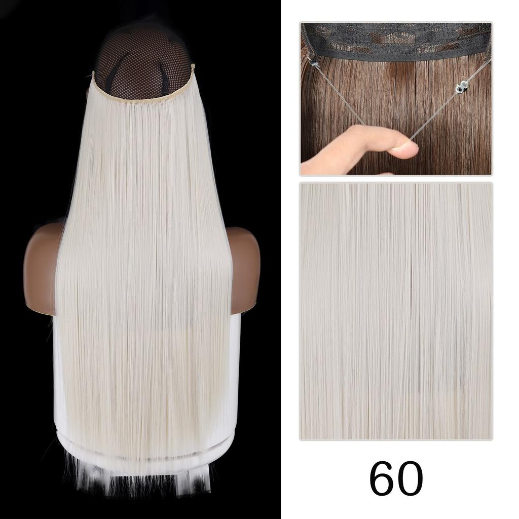 XINRAN Moda Damska Kolor Ombre Niewidoczny Długi Doczepiany Włos Syntetyczny Włókno Długie Falowane Ombre Cosplay Codzienne Noszenie Bez Klipsów Przedłużanie Włosów