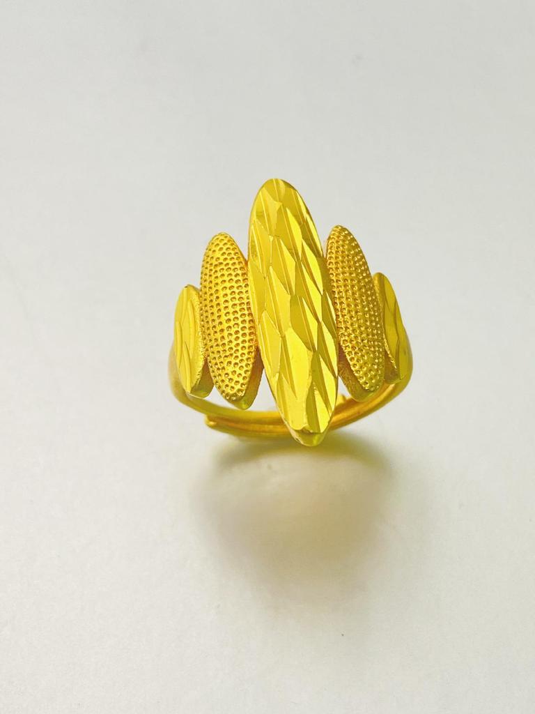 24K Gold Plated Adjustable Brass Ring - Personalized High-End Design