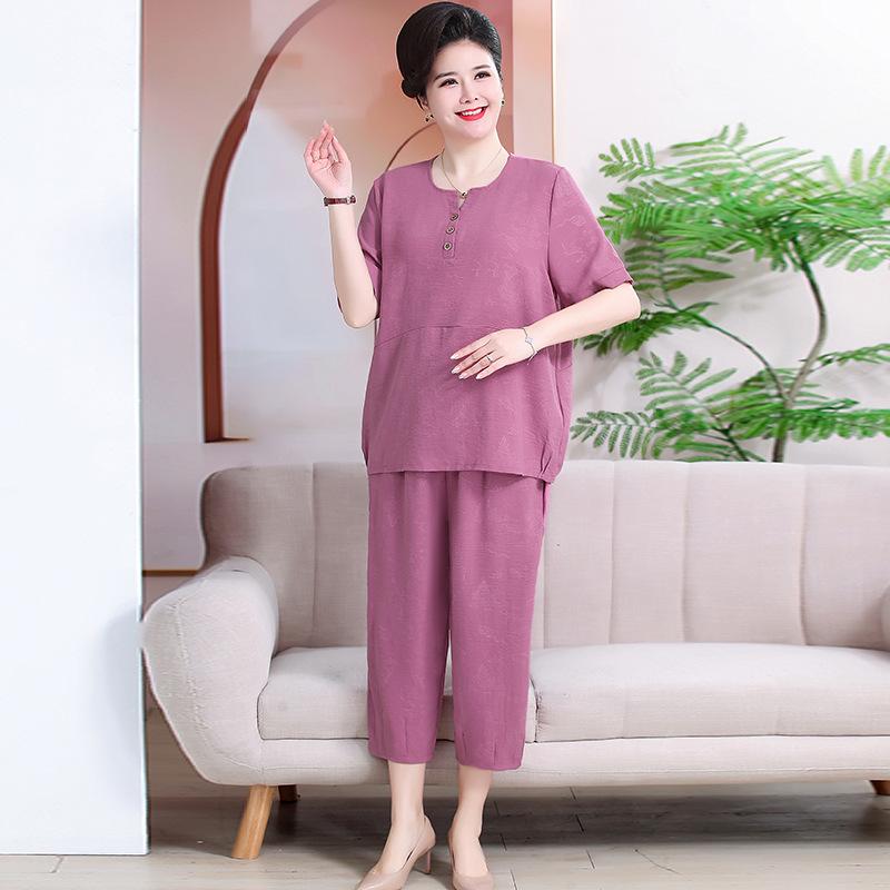 

Стильный летний комплект-двойка большого размера для зрелых женщин 6XL (188-208 lbs) фиолетовый