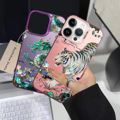 Back Phone Cover Case for iPhone 17 Pro Max Air 14 15 Plus 16 12 XS 11 XR 13 Pro Creative Tiger Dragon