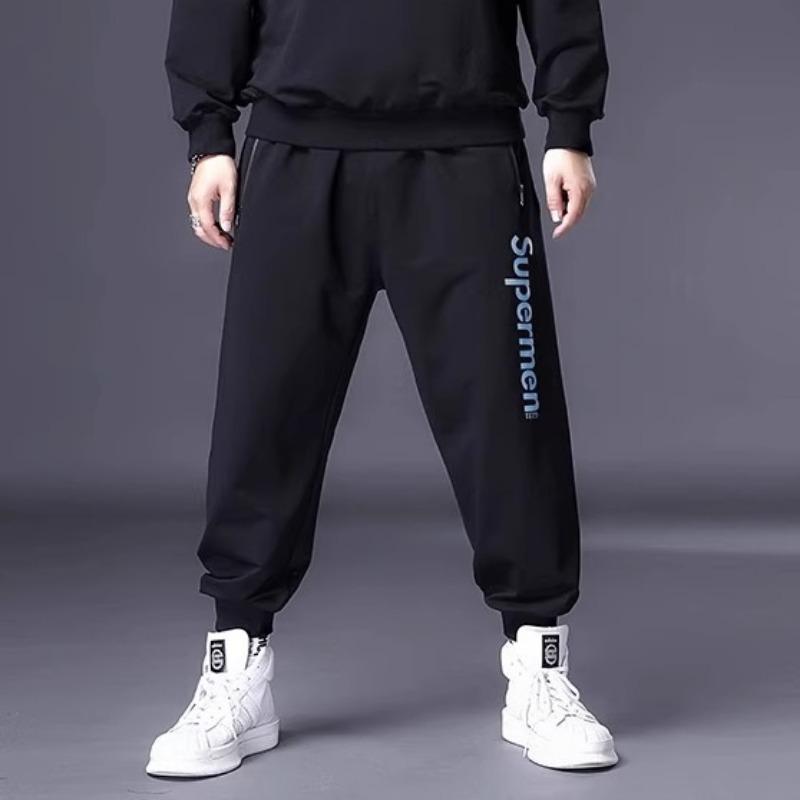 Trendy Oversized Men's Loose-Fit Straight-Leg Wide-Leg Casual Stretch Sports Trousers with Drape