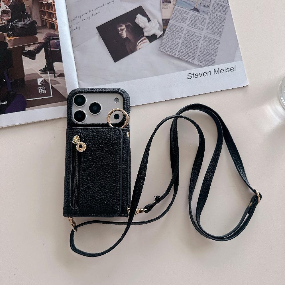 Crossbody Ring Holder Zipper Cards Solt Wallet Leather Case For Google Pixel 10 Pro XL 9A 9 8 8A 7A 7 Long Lanyard Pocket Cover