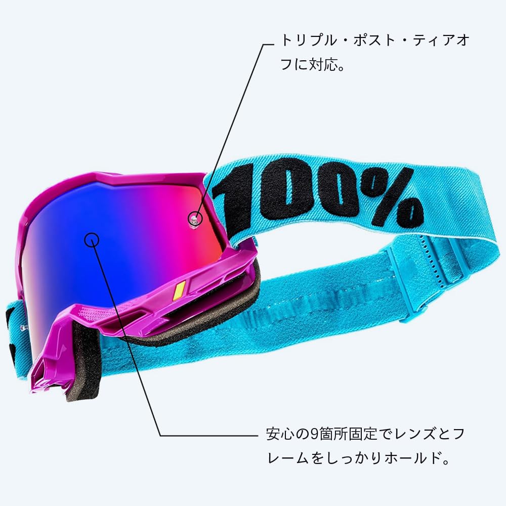 GRANTZ ONE Accuri2 Clear Lens Motorcycle Motocross Officially Imported from Includes Nitrile Gloves 100% Goggles, Japan, (Callisto)
