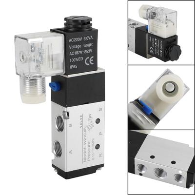 4V210-08 5-weg 2-positie AC 220V Pneumatische Elektrische Solenoïde Luchtklep