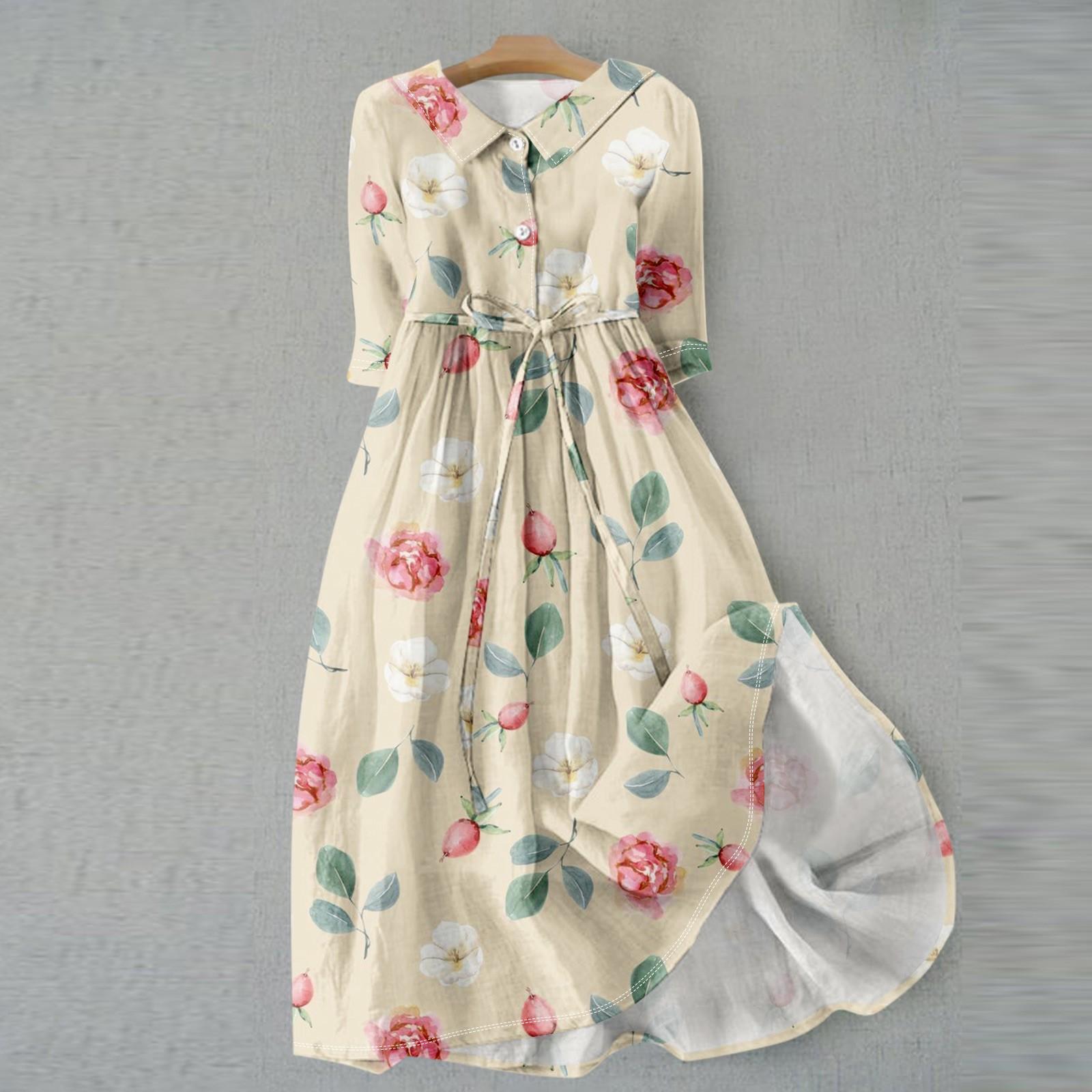 

Женское модное винтажное платье с цветочным принтом и пуговицами с лацканами и рукавами три четверти на бретельках XXXL