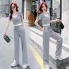 Spring/Summer T-shirt & Slim Waist-Cinch Pants Set - Tummy-Covering, Age-Reducing, Fashionable Two-Piece Sportswear
