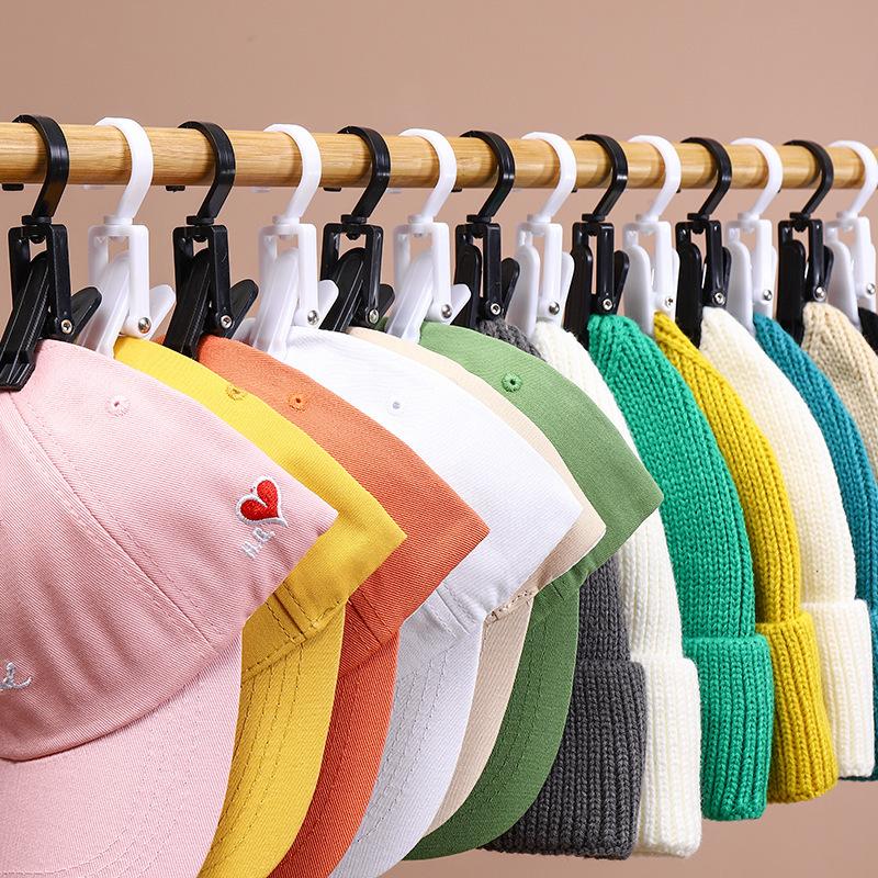 4Pcs Rotating Plastic Clothes Hat Clips Wardrobe Organizer Ring Curtain Holder Shop Store Display Hook Laundry Windproof Clips