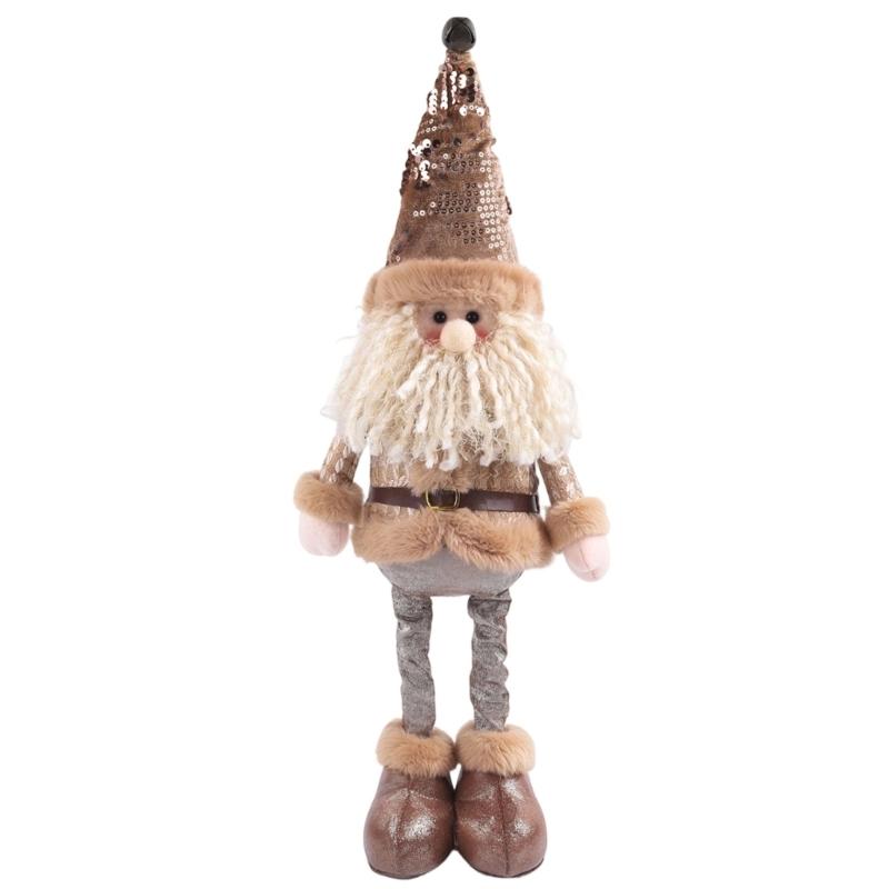 Extendable Christmas Decorative Figure with Fabric Texture, Holiday Character Ornament for Living Room Shelf Displays