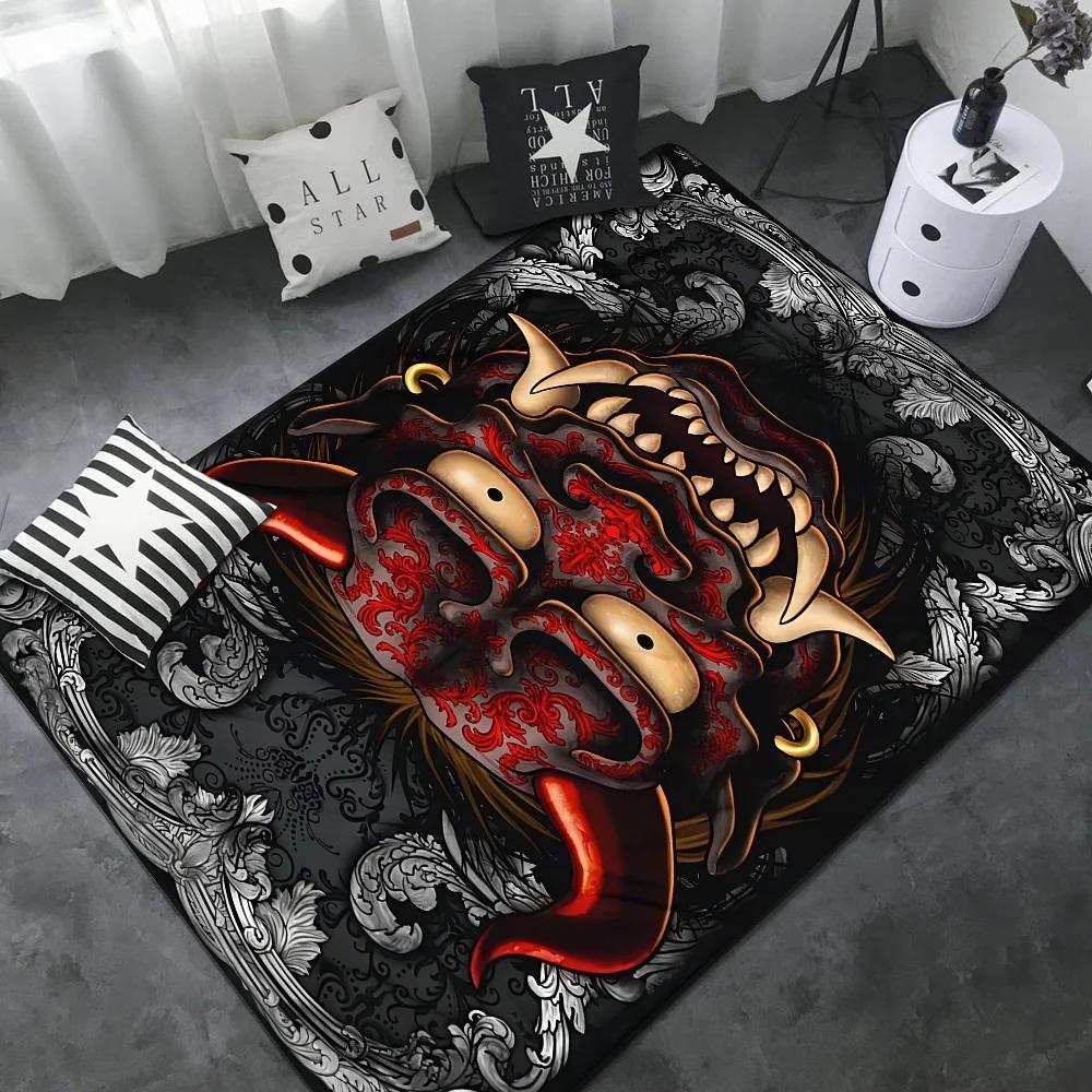 Japanese Oni Hannya Samurai Long Rugs Kids Room Bedroom Decoration Balcony Anti-Slip Doormat Living Room Alfombra