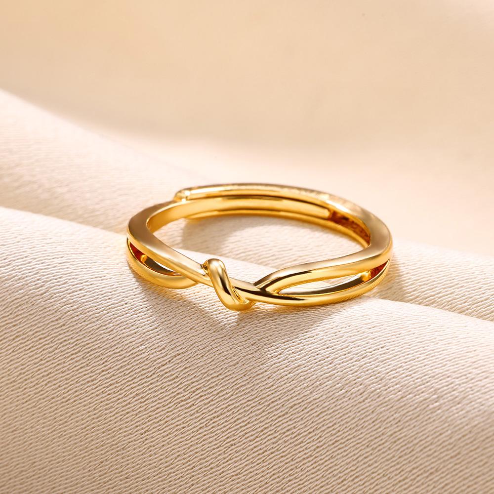 Geknoteter dünner Ring Damen Paar Einfaches Temperament Hand Goldfarbe Verstellbare Fingerringe Schmuckzubehör Allergie verhindern