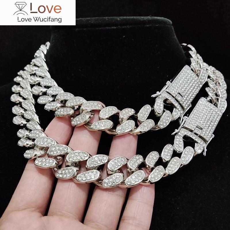 

Мужское хип-хоп ожерелье с цепочкой Iced Out Bling Bling, высокое качество, ширина 20 мм, кубинская цепочка Miami, хип-хоп ожерелья, модные украшения с шармом 24inch Necklace