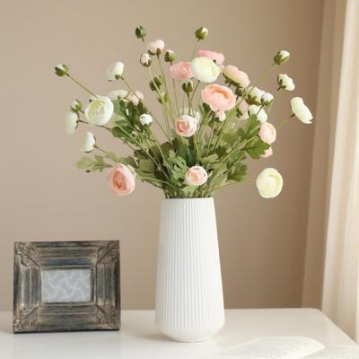 Artificial Ranunculus Flowers Fake Silk Artificial Flowers 8 Heads Ranunculus Bouquet Faux Peony Wedding Home Decoration