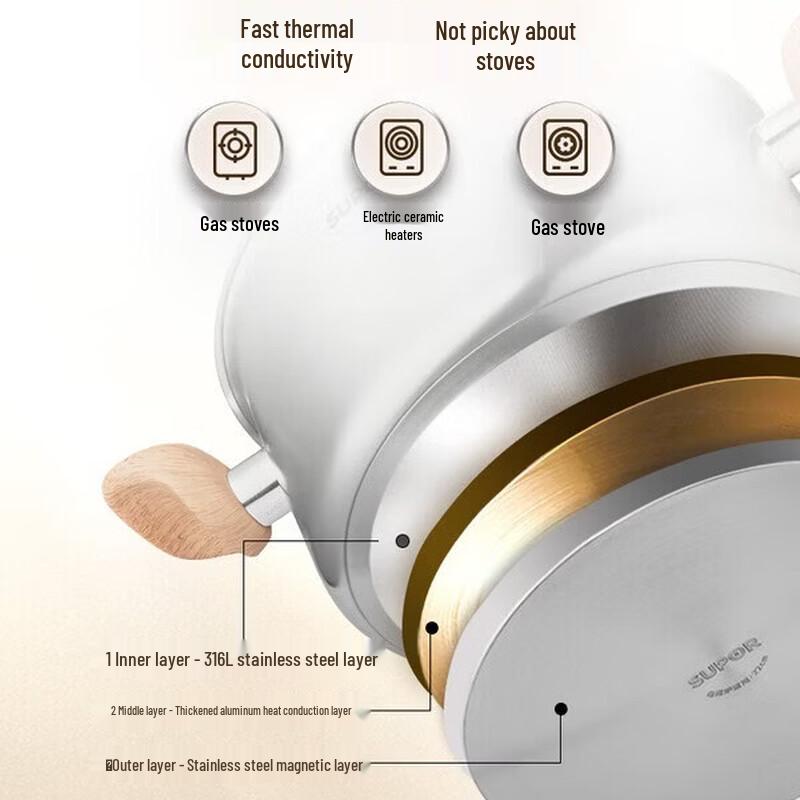 Supor Light Enjoy 316L Stainless Steel Multi-Function Soup Pot