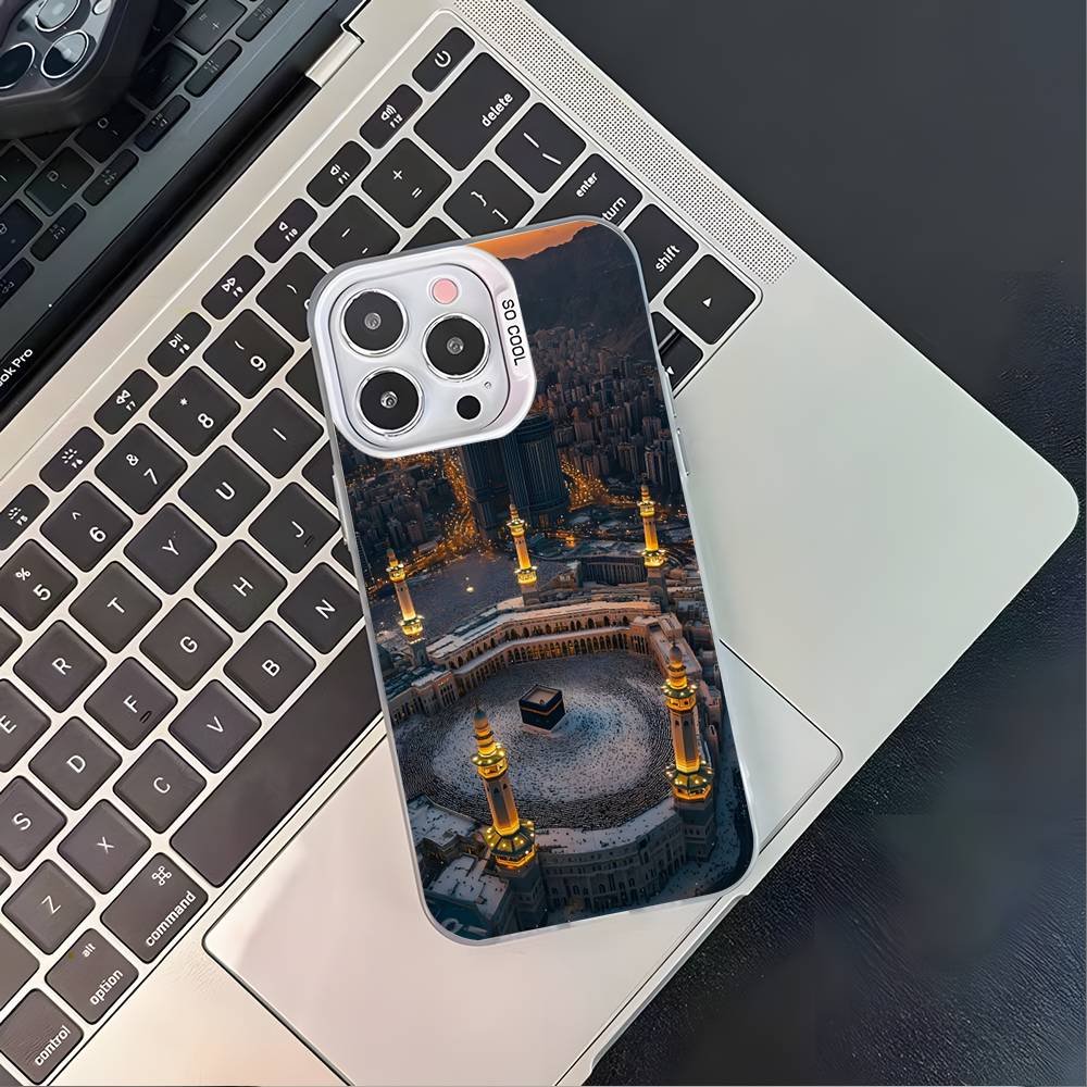 Moslimský a Kaaba Pouzdro na telefon Pro iPhone 17,16,15,14,13,12,11,Pro,XS,Max,Plus,Mini,SE4,E Bílé Matné Nárazuvzdorné Kryt